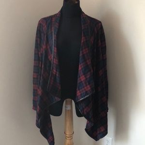 Rosette plaid flannel cardigan